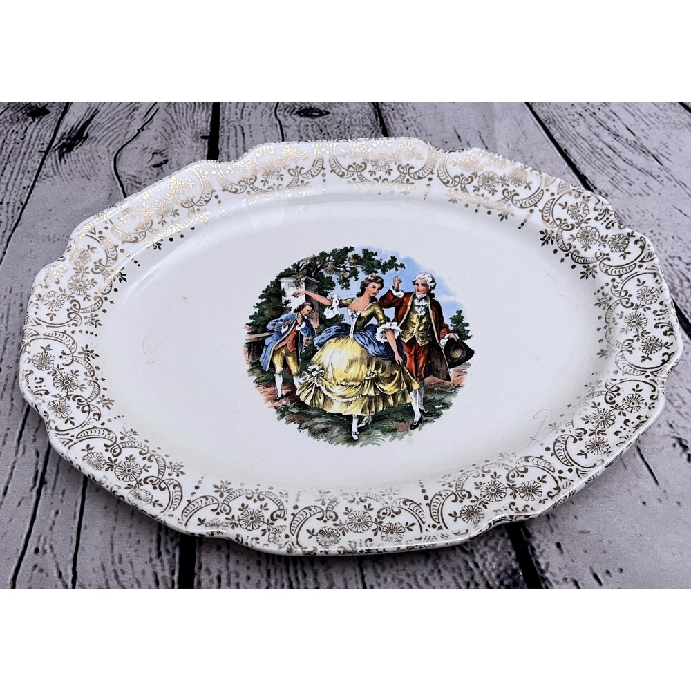 Vintage Sabin Warranted 22K Gold Decorative Oval 11 inch Platter